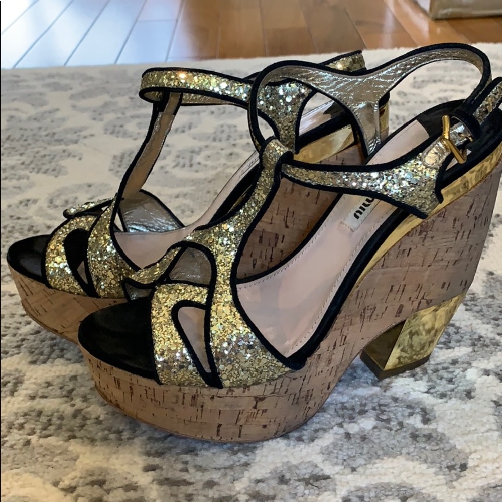 Miu Miu Wedges Size 37 1/2. Good Condition. - image 2